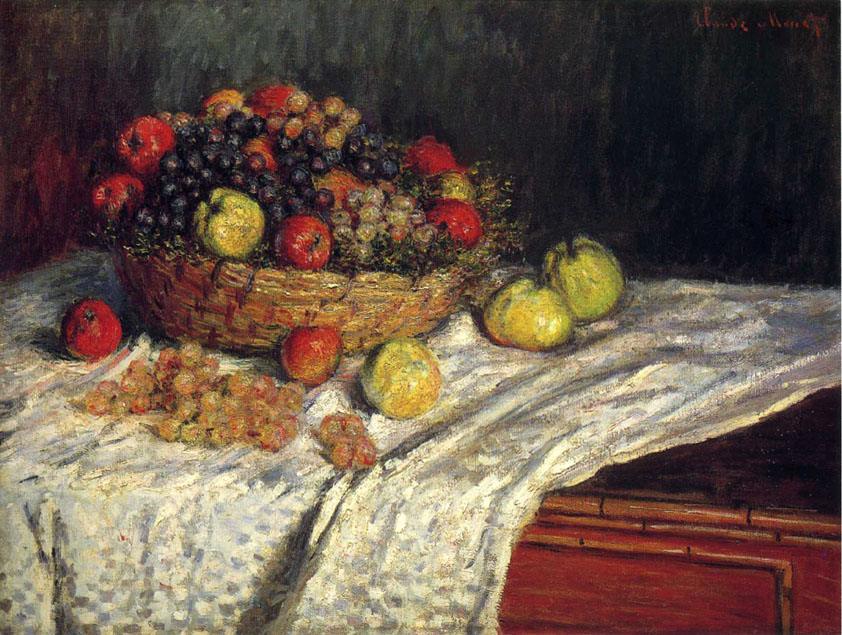 Claude Monet Fruit Basket with Apples and Grapes